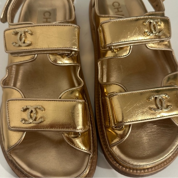 Chanel 22C Rose Gold Dad Sandals Size 37 - Picture 8 of 15